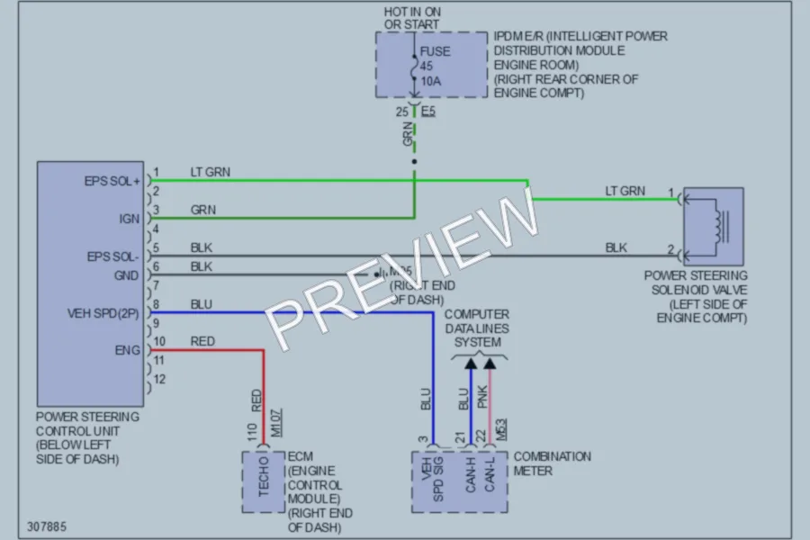 2009 Nissan 370Z Electronic Power Steering wiring diagram preview
