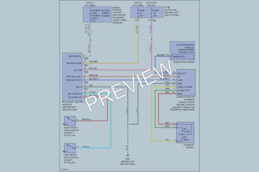 2009 Nissan Altima Power Top Sunroof wiring diagram preview
