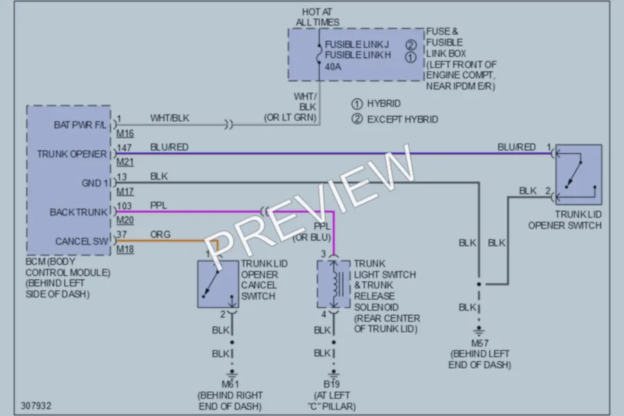 2009 Nissan Altima Trunk Tailgate Fuel Door wiring diagram preview