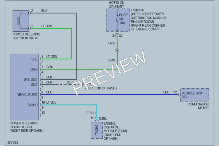 2009 Nissan GTR Electronic Power Steering wiring diagram preview