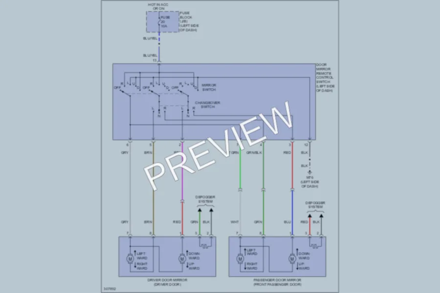 2009 Nissan cube Power Mirrors wiring diagram preview