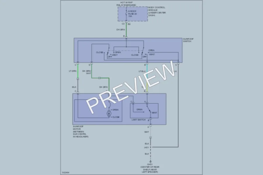 2009 Pontiac G5 Power Top Sunroof wiring diagram preview