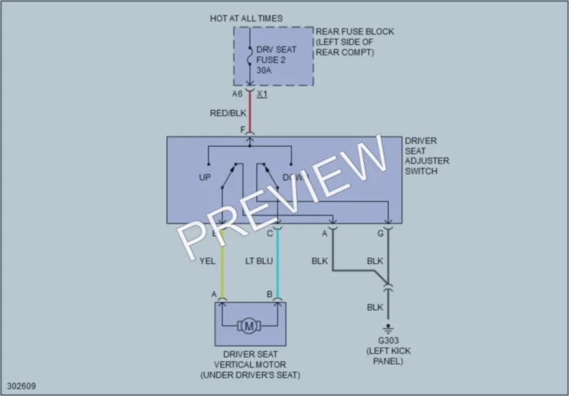 2009 Pontiac G6 Power Seats wiring diagram preview