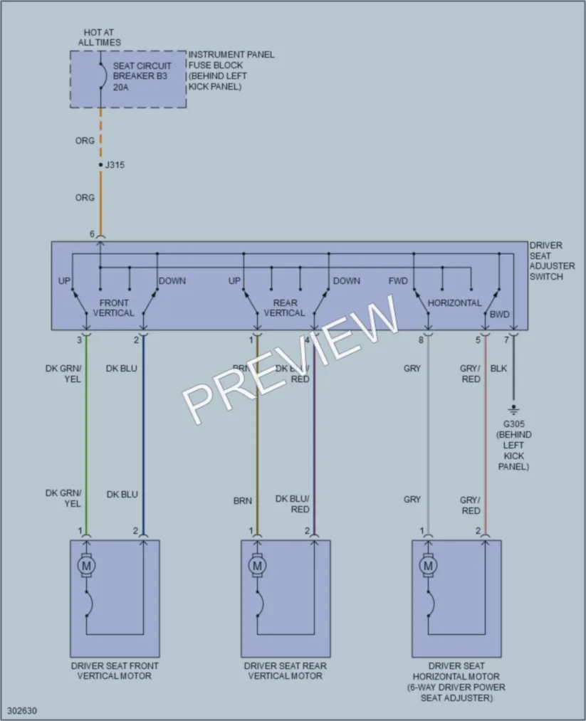 2009 Pontiac G8 Power Seats wiring diagram preview