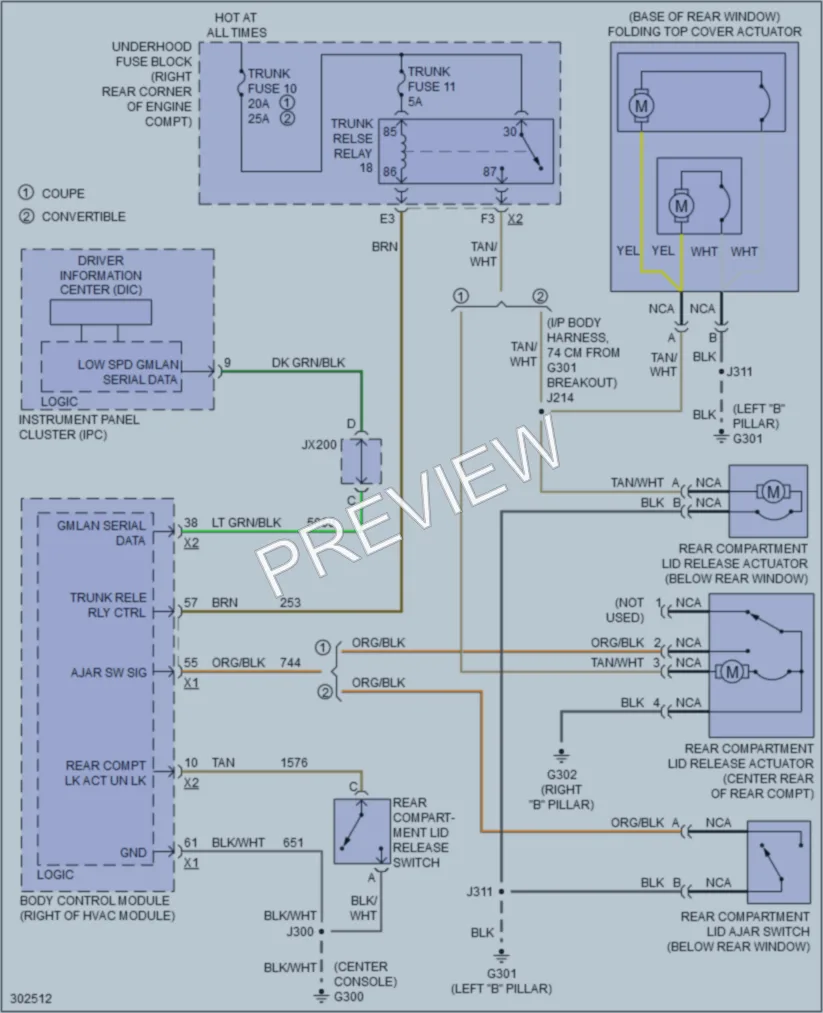 2009 Pontiac Solstice Trunk Tailgate Fuel Door wiring diagram preview