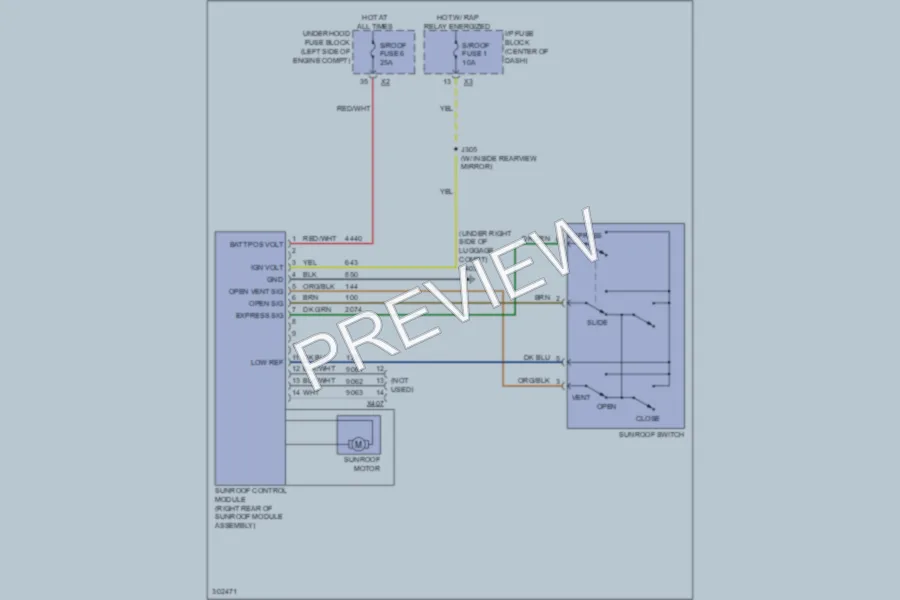 2009 Pontiac Torrent Power Top Sunroof wiring diagram preview