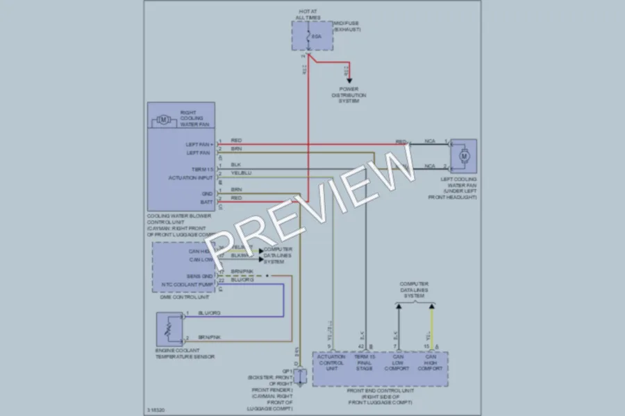 2009 Porsche Boxster Cooling Fan wiring diagram preview
