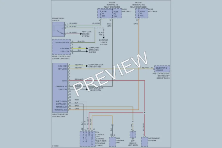 2009 Porsche Boxster Shift Interlock wiring diagram preview