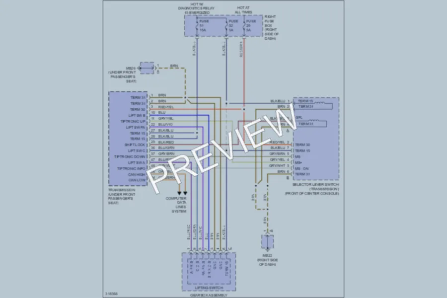 2009 Porsche Cayenne Shift Interlock wiring diagram preview