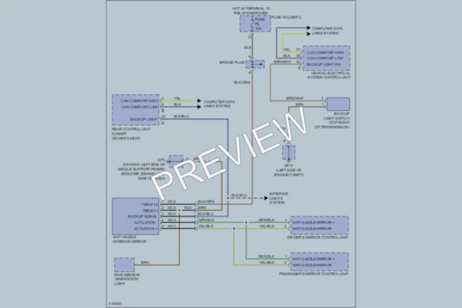 2009 Porsche Cayman Power Mirrors wiring diagram preview