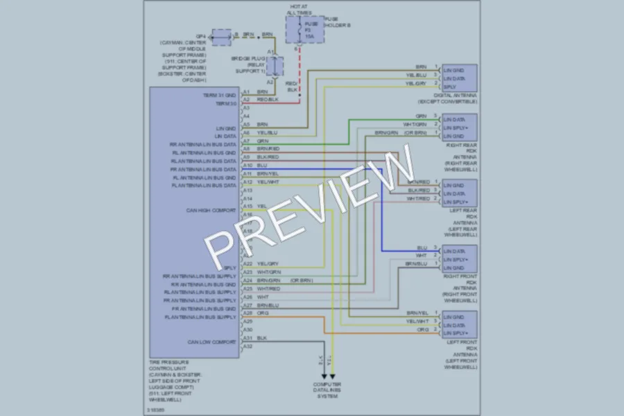 2009 Porsche Cayman Warning Systems wiring diagram preview