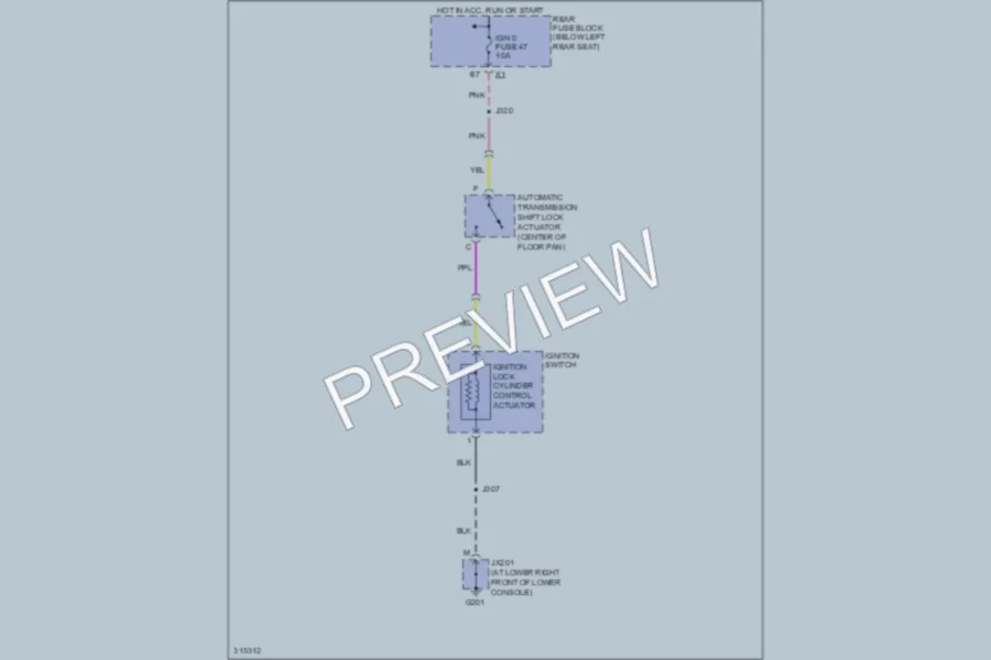 2009 Saab 97X Shift Interlock wiring diagram preview