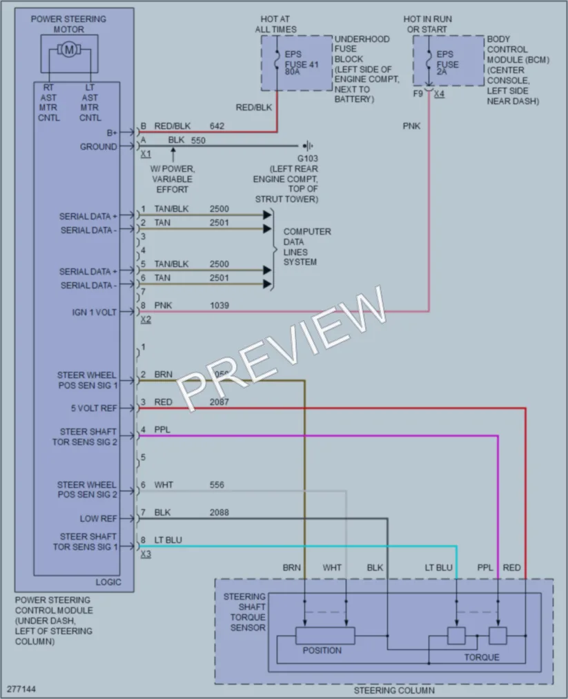 2009 Saturn Aura Electronic Power Steering wiring diagram preview