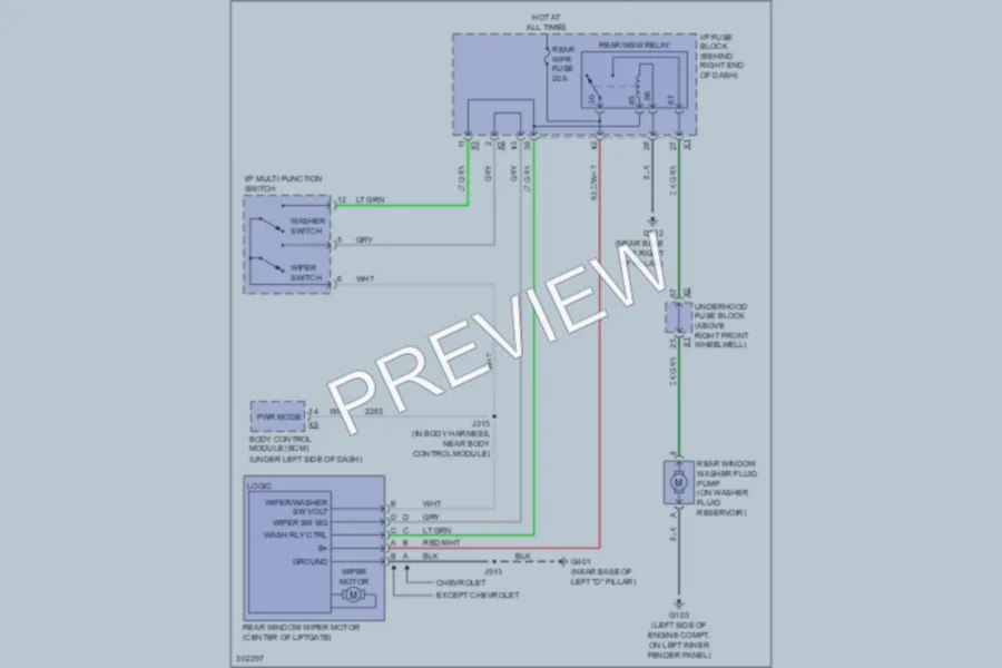 2009 Saturn Outlook Wiper Washer wiring diagram preview