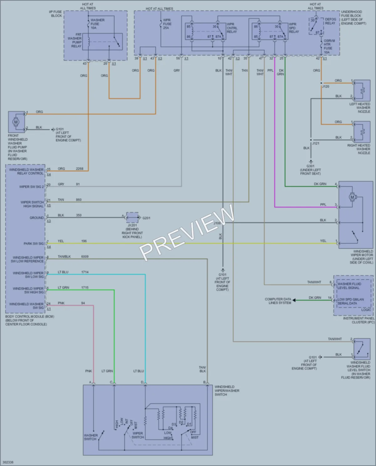 2009 Saturn VUE Wiper Washer wiring diagram preview
