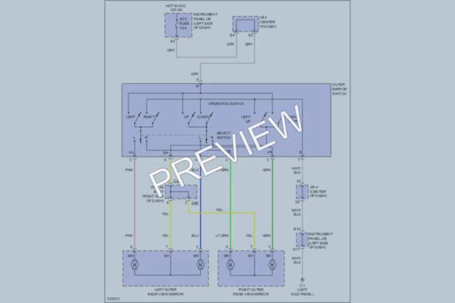2009 Scion xB Power Mirrors wiring diagram preview