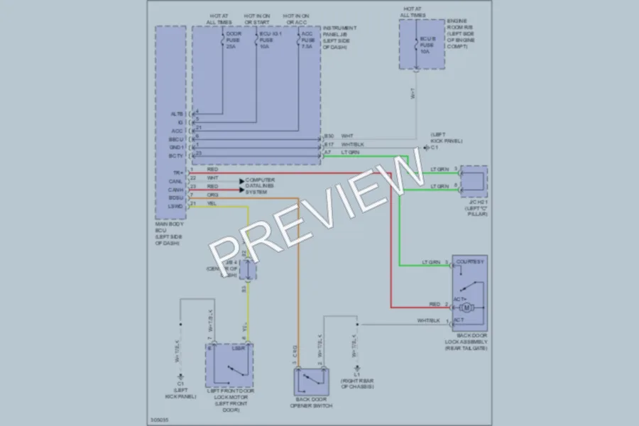2009 Scion xB Trunk Tailgate Fuel Door wiring diagram preview