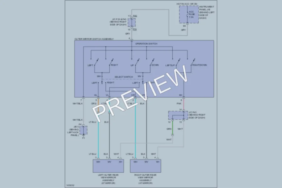 2009 Scion xD Power Mirrors wiring diagram preview