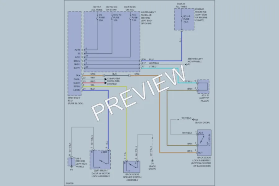 2009 Scion xD Trunk Tailgate Fuel Door wiring diagram preview