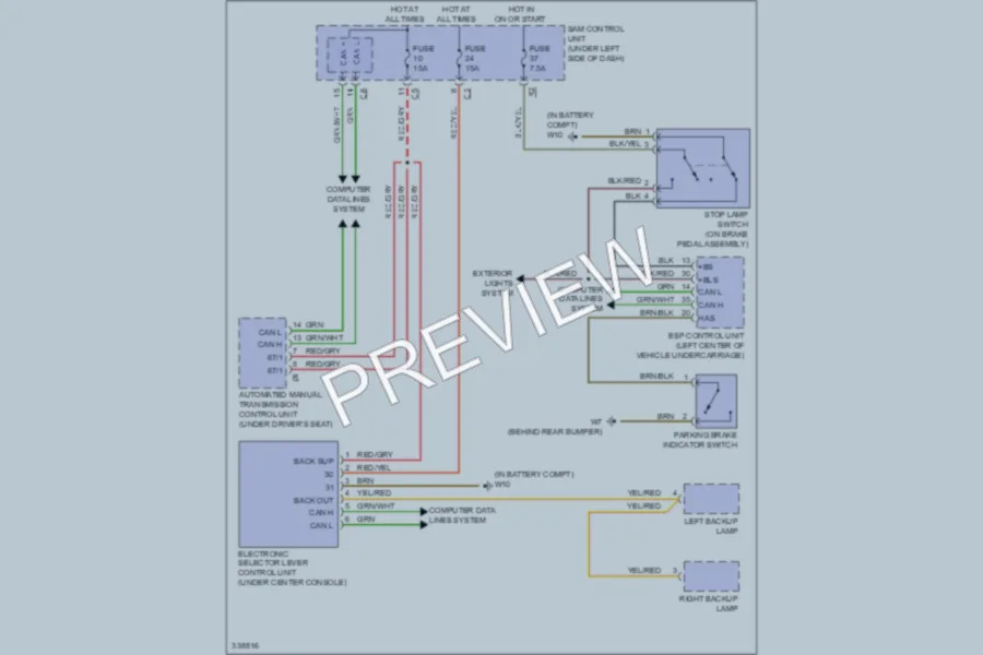 2009 Smart fortwo Shift Interlock wiring diagram preview