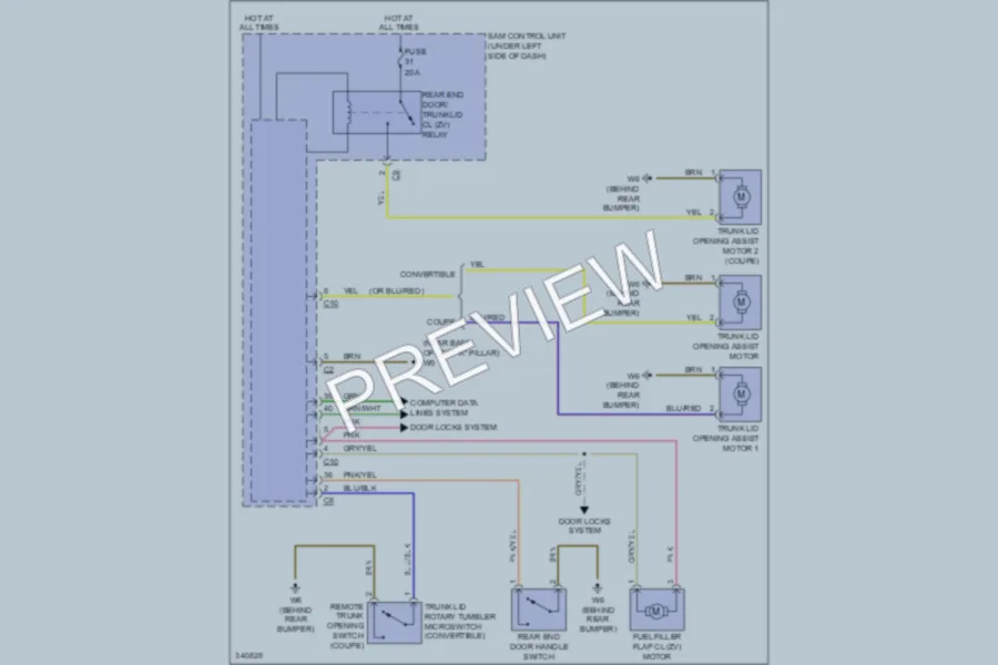 2009 Smart fortwo Trunk Tailgate Fuel Door wiring diagram preview