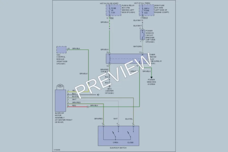 2009 Subaru Forester Power Top Sunroof wiring diagram preview