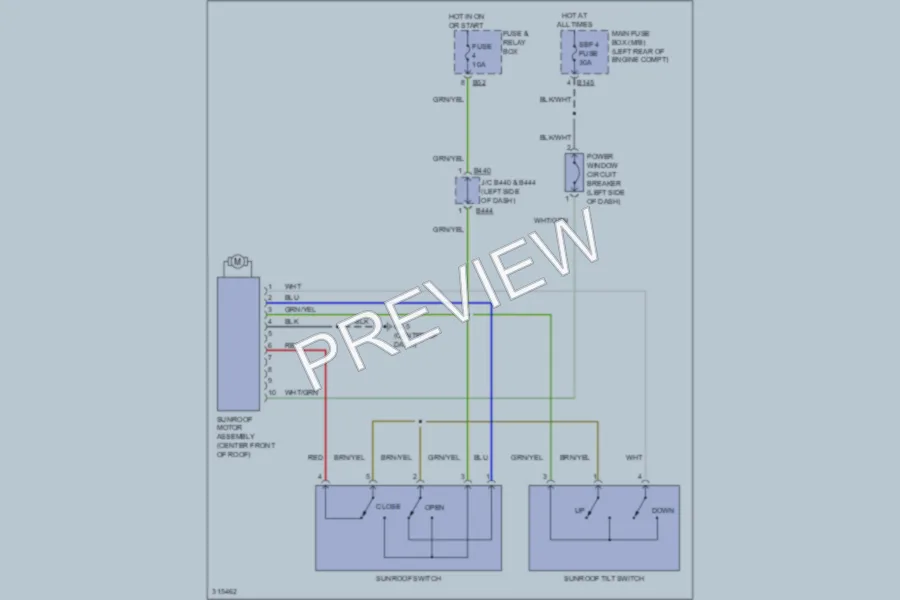 2009 Subaru ImprezaWRX Power Top Sunroof wiring diagram preview