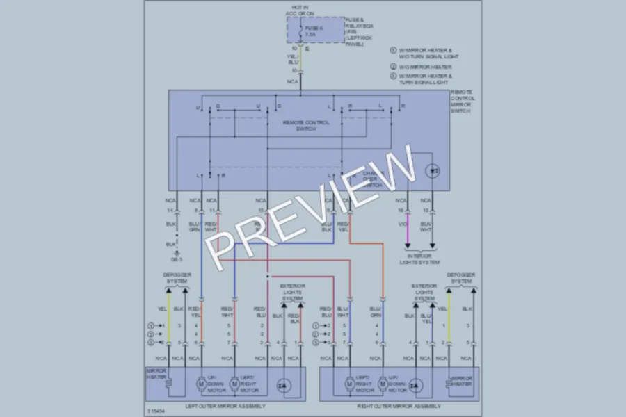 2009 Subaru Legacy Power Mirrors wiring diagram preview