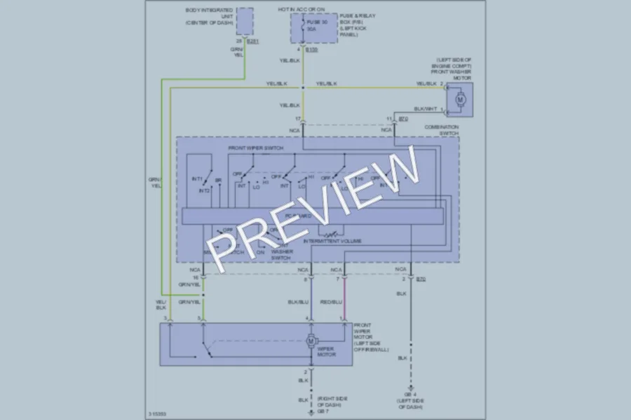 2009 Subaru Outback Wiper Washer wiring diagram preview
