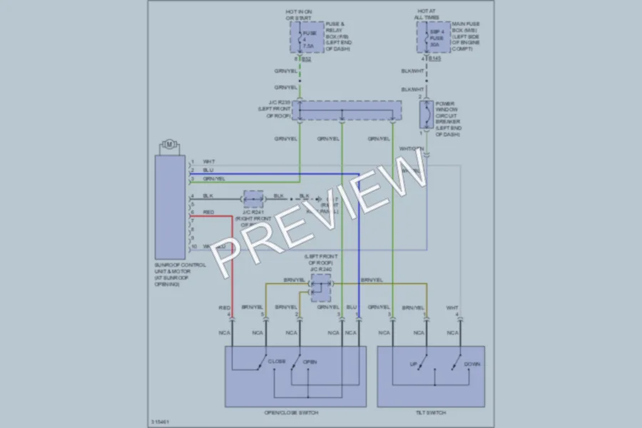2009 Subaru Tribeca Power Top Sunroof wiring diagram preview