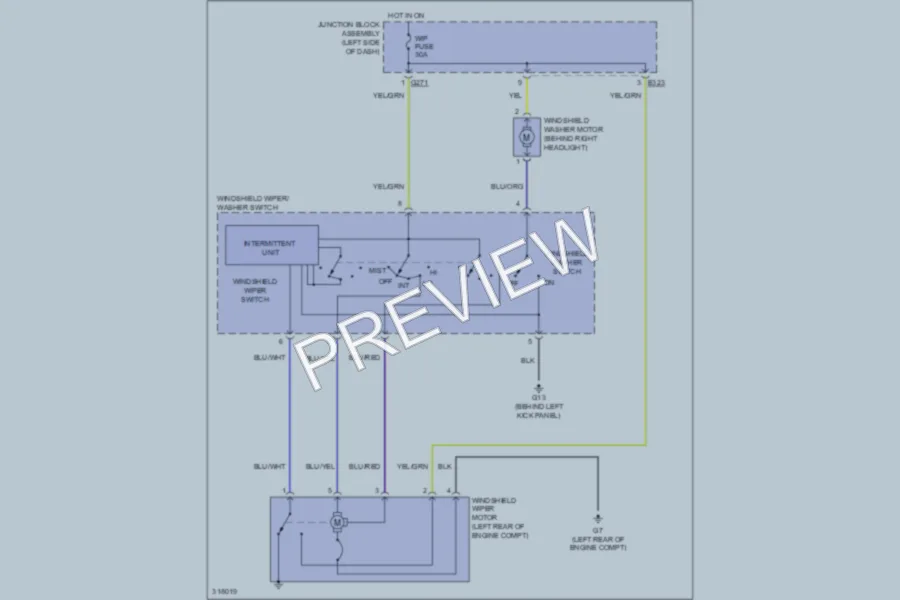2009 Suzuki SX4 Wiper Washer wiring diagram preview