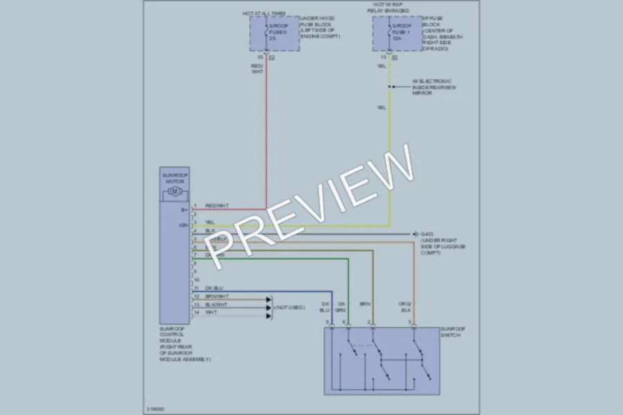 2009 Suzuki XL7 Power Top Sunroof wiring diagram preview