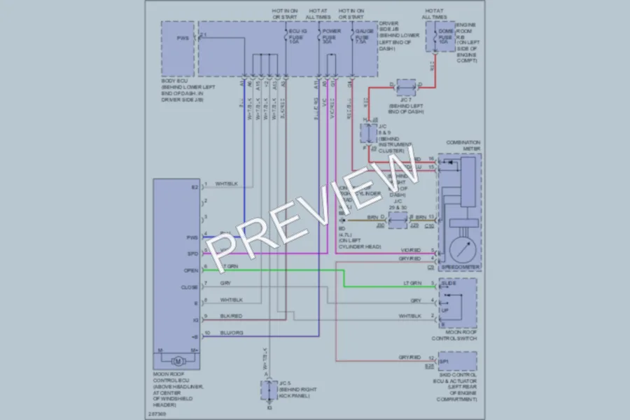 2009 Toyota 4Runner Power Top Sunroof wiring diagram preview