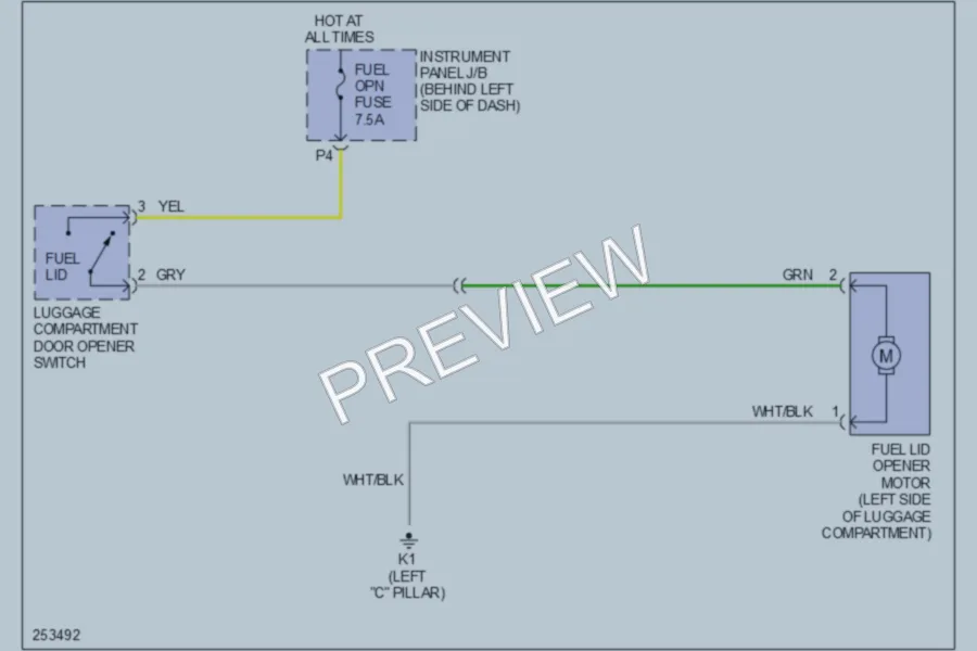 2009 Toyota Avalon Trunk Tailgate Fuel Door wiring diagram preview