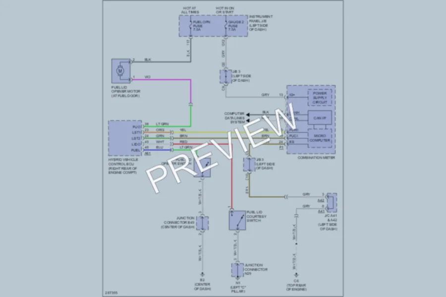 2009 Toyota Camry Trunk Tailgate Fuel Door wiring diagram preview