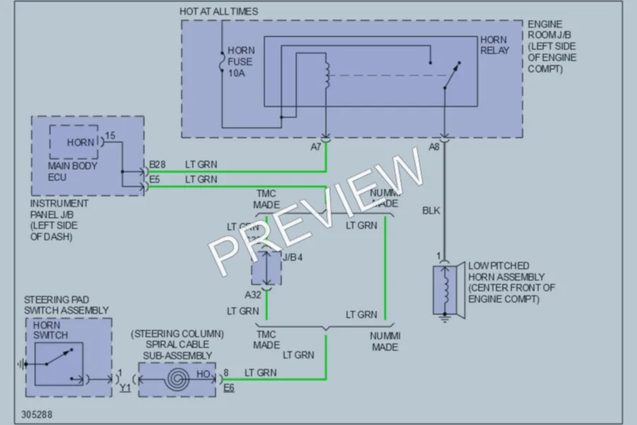 2009 Toyota Corolla Horn wiring diagram preview