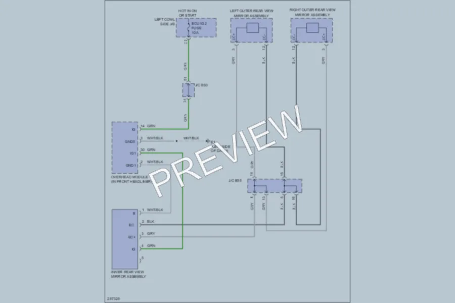 2009 Toyota LandCruiser Power Mirrors wiring diagram preview