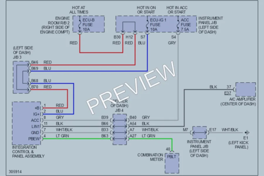 2009 Toyota RAV4 Instrument Cluster wiring diagram preview