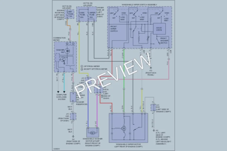 2009 Toyota Sequoia Wiper Washer wiring diagram preview