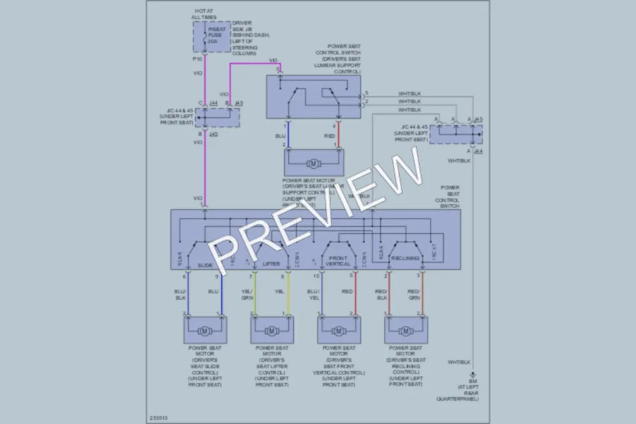 2009 Toyota Sienna Power Seats wiring diagram preview