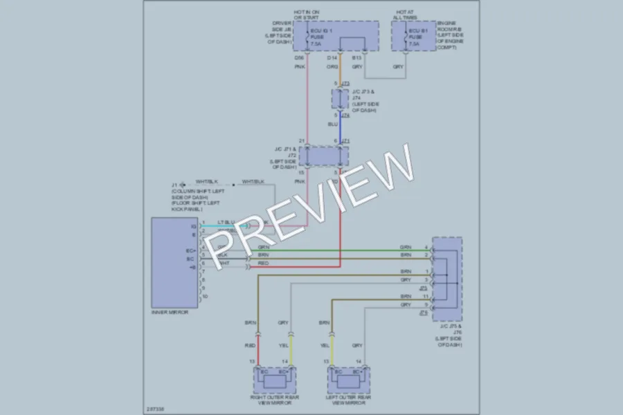 2009 Toyota Tundra Power Mirrors wiring diagram preview