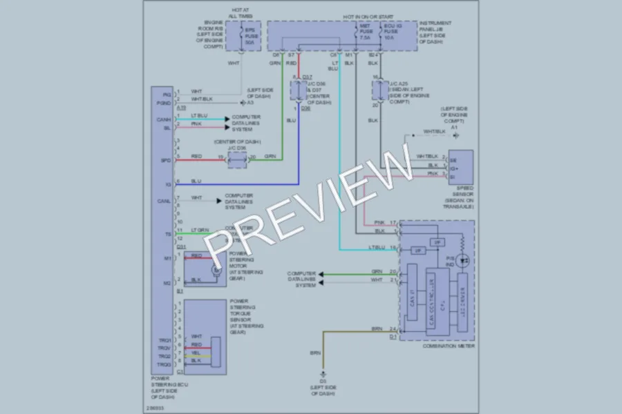 2009 Toyota Yaris Electronic Power Steering wiring diagram preview