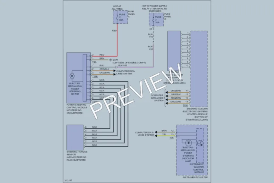 2009 Volkswagen Eos Electronic Power Steering wiring diagram preview