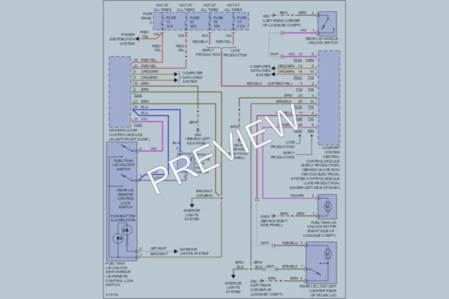 2009 Volkswagen Eos Trunk Tailgate Fuel Door wiring diagram preview