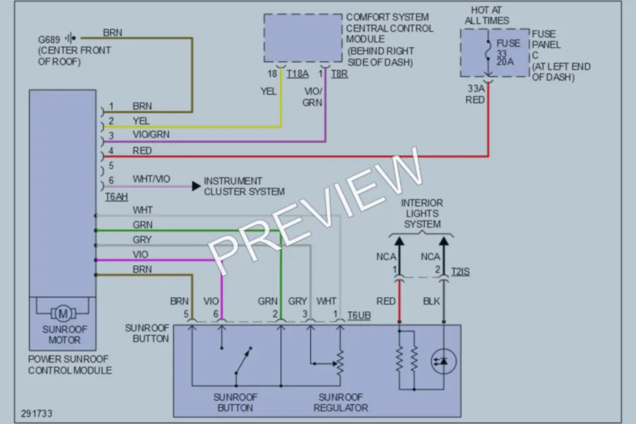 2009 Volkswagen Passat Power Top Sunroof wiring diagram preview