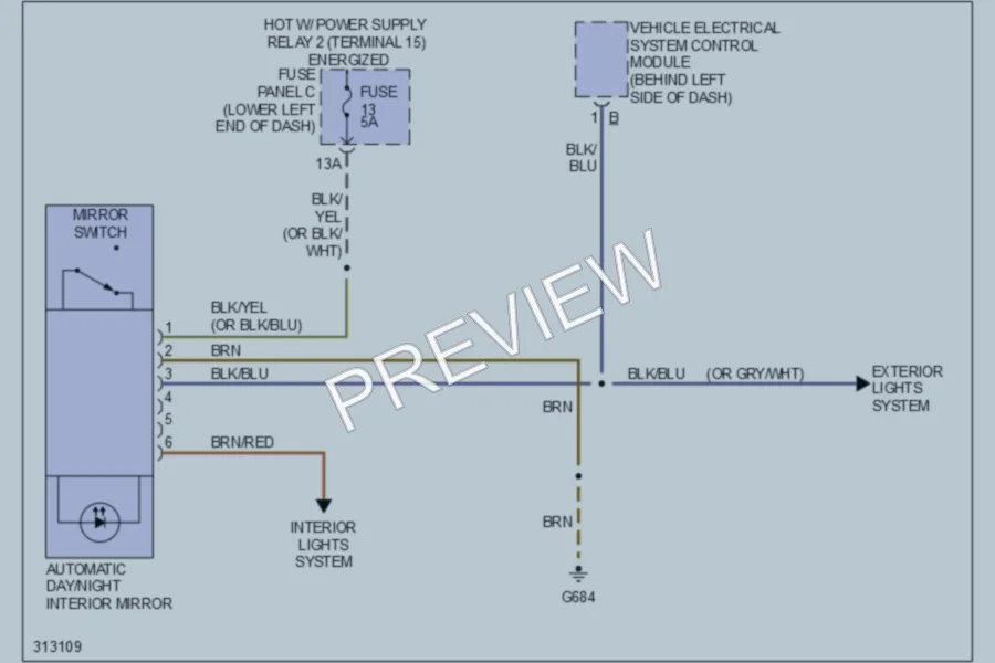 2009 Volkswagen Tiguan Power Mirrors wiring diagram preview