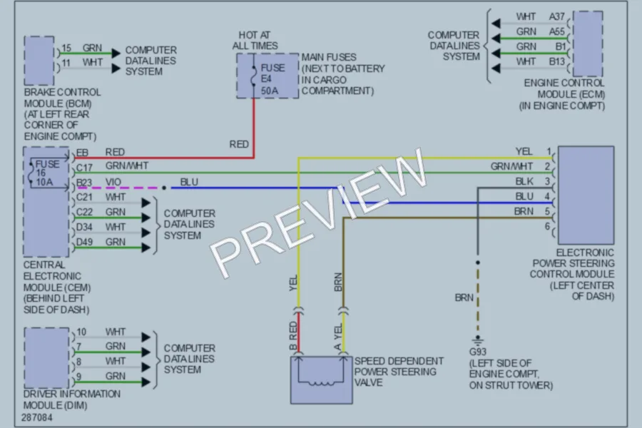 2009 Volvo XC90 Electronic Power Steering wiring diagram preview