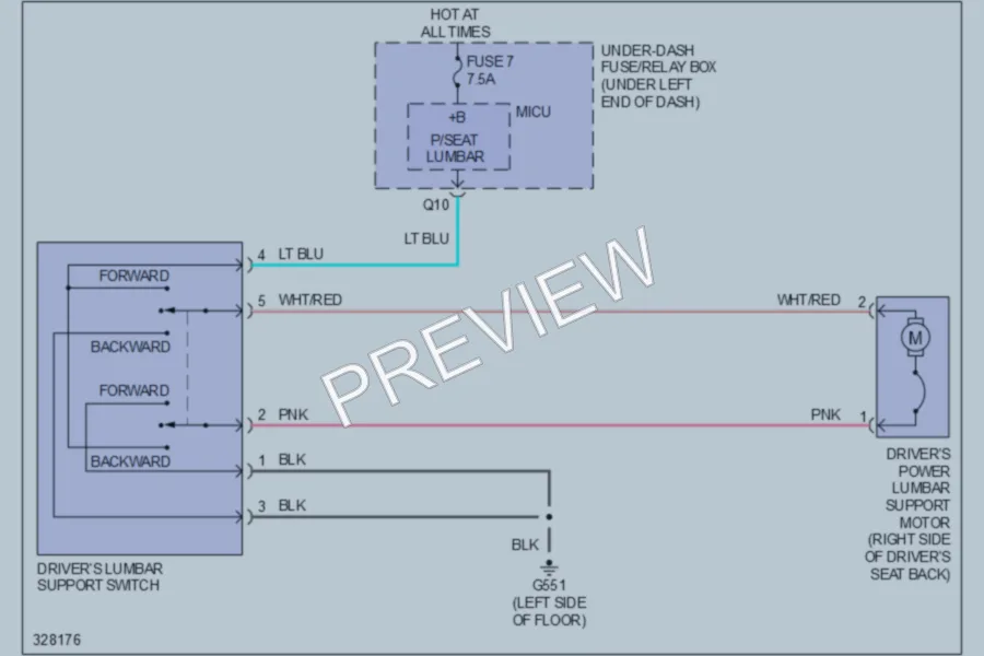 2010 Acura RDX Power Seats wiring diagram preview