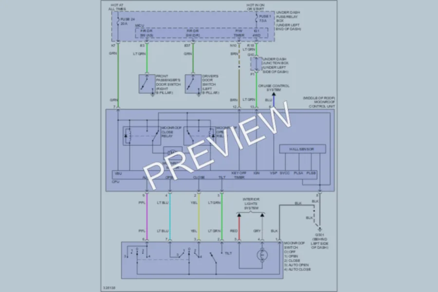 2010 Acura RDX Power Top Sunroof wiring diagram preview