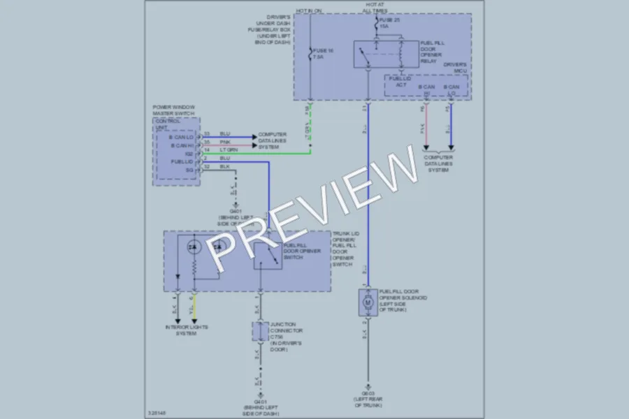 2010 Acura TL Trunk Tailgate Fuel Door wiring diagram preview